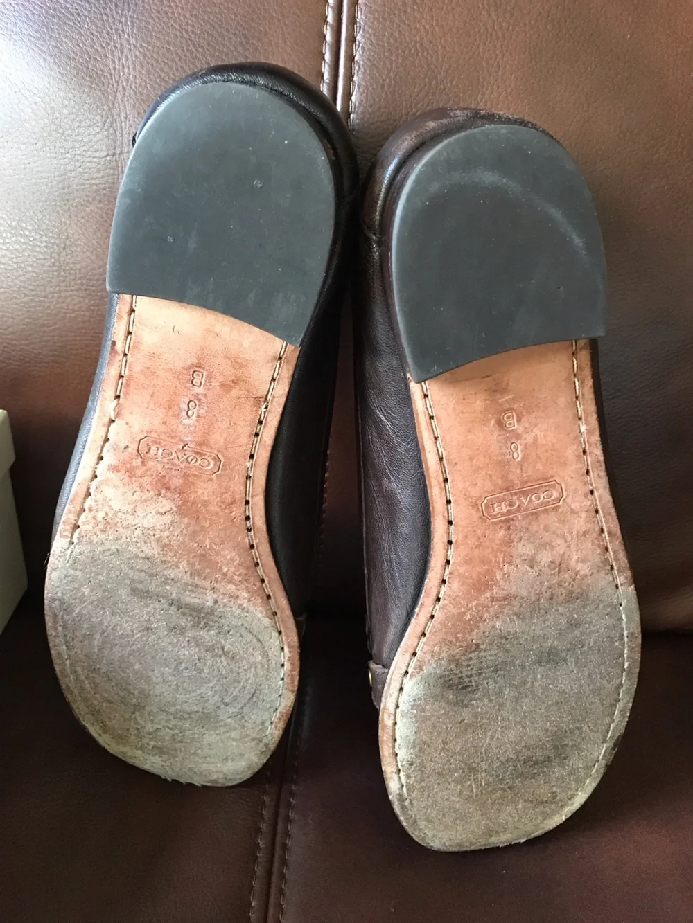 Coach Brown Leather Slip-On Loafers with Gold Hardware